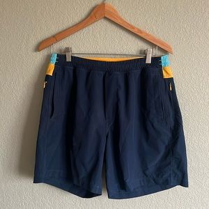 Birddogs Shorts Navy Yellow Blue Large Classic Length Built In Liner